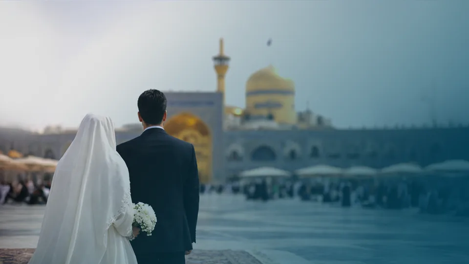 A couple overlooking sacred architecture